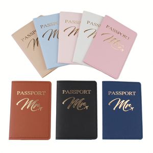 Porta Pasaportes Personalizable de PU de Alta Calidad con Diseño de Letras de Viaje Impermeable, Estilo Moderno, para Parejas - Product Image 2
