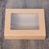 Boîte en papier Kraft 6 pièces, dessous de plat pour gâteaux de lune, boîte d'emballage cadeau, avec fenêtre transparente en PET