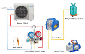 Haute pression HVAC Double étage réfrigération pompe à air huile rotative industrielle pompe à vide sans air <span class=keywords><strong>bouteille</strong></span> avec <span class=keywords><strong>recharge</strong></span> - Product Image 5