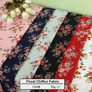 Tela de gasa con estampado Floral para vestido, tela <span class=keywords><strong>100</strong></span>% poliéster con flor pequeña RTS para vestido de verano - Product Image 1