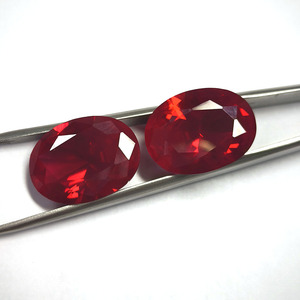 รูปทรงวงรี 15x20 มม. 5 #    พลอยสีแดงสังเคราะห์ คอรันดัม สำหรับทำเครื่องประดับ - Product Image 6