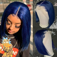 Perruque Bob Lace Front en Cheveux Humains Bleus Pré-Pluckée avec Cheveux de Bébé Naturels pour le Marché Canadien et Américain