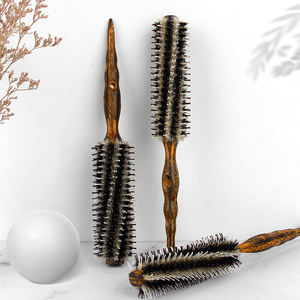 Salon de coiffure professionnel manche en bois peigne rond bouclé <span class=keywords><strong>crinière</strong></span> de sanglier peigne à boucles gonflées maison femme peigne à rouleau droit - Product Image 1
