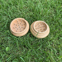 Broyeur d'herbes en bois 53mm, 2 pièces, broyeur d'herbes avec broches, logo personnalisé, accessoires pour fumer, vente en gros