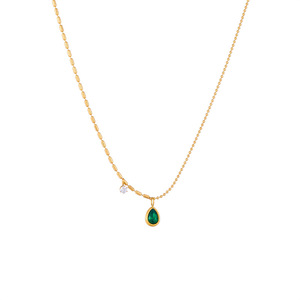 European American Style Teardrop Green Gem Pendant Necklace Bezel Setting Everyday Wear - Product Image 5