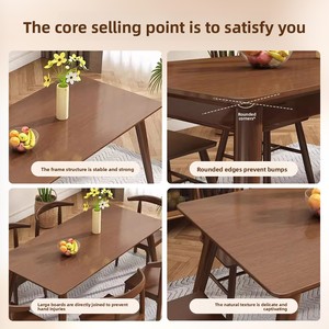 Modern Solid Wood Dining <strong>Table</strong> and Chairs Set, Walnut Rectangular <strong>Kitchen</strong> <strong>Table</strong> <strong>for</strong> <strong>Small</strong> Apartments Home Furniture Sets - Product Image 2