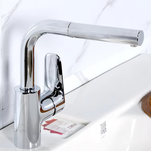 Modern Single-Handle Single-Hole Pull-Out Chrome-Plated Bathroom for Hot Cold Water Model 20710 - Product Image 1