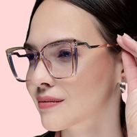 Lunettes unisexes anti-lumière bleue œil de chat carrées, monture optique pleine monture personnalisée avec verres plats