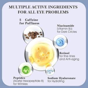 Crème et sérum anti-âge bio à la caféine pour les cernes, réparation des rides et hydratant raffermissant pour tous types de peaux - Product Image 5