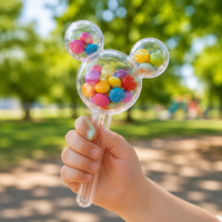 Soporte de plástico transparente con forma de cabeza de Mickey para piruletas, tubo para dulces con palo para fiestas infantiles, bodas, regalos, recuerdos, venta al por mayor