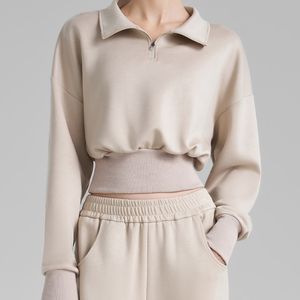 Women's <b>half</b>-<b>zip</b> outerwear sports <b>sweatshirt</b> with collar yoga wear - Product Image 3