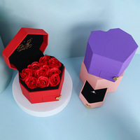 Kotak Perhiasan Mawar Bentuk Hati Hari Valentine Baru Kotak Hadiah Romantis Bunga Awet Kertas Pembungkus Selimut Lem Pelapis Flanel