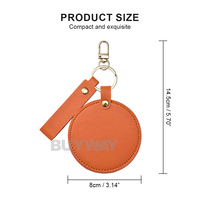 Miroir de poche compact en cuir PU personnalisé, rond, 8 cm, miroir de maquillage pliable, petit miroir de voyage, cadeau de beauté, fabricant