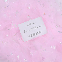 Tissu de dentelle papillon pailleté pour emballage de bouquet de bricolage Filet d'emballage de fleurs avec maille de fleurs papillon