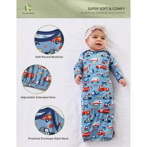 BambooBud - Paquete de 2 Camisones para Bebé, Manga Larga, Suaves, de Viscosa de Bambú, Unisex, Ropa de Dormir para Bebés - Product Image 2