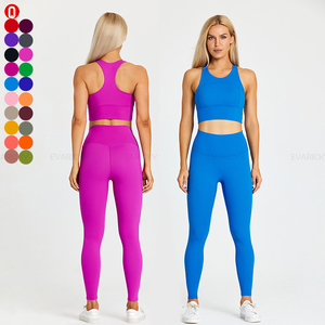 Reggiseno sportivo Push up personalizzabile che corre <span class=keywords><strong>Leggins</strong></span> Yoga abbigliamento palestra abbigliamento atletico due pezzi Set Leggings pantaloni allenamento Yoga Set - Product Image 1