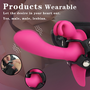 S-Hande Lesbischer Vibrator Realistischer Umschnalldildo mit Vibration G-Punkt-Stimulator Weicher Silikon Lesbischer Tragbarer Dildo - Product Image 4