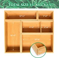Ensemble de 5 boîtes de rangement en bambou, organiseur de tiroir, kit de boîtes de rangement en bois pour bureau, organiseur de tiroir multifonctionnel