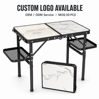 Table de camping portable en aluminium antidérapante réglable en hauteur avec crochet latéral pour la randonnée en plein air, le jardin, le barbecue