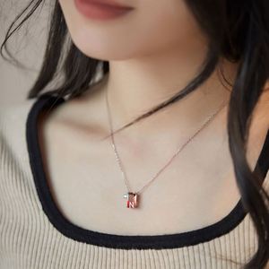 Dylam New Arrival <b>Initial</b> Letter <b>Necklace</b> S925 <b>Silver</b> 5A Zirconia N Alphabet 26 Letters Gradient Color Crystal Pendant <b>Necklace</b> - Product Image 3