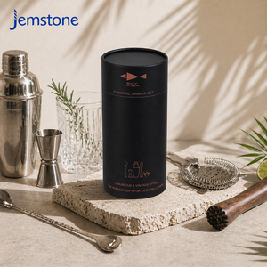 Coffret Cadeau Luxueux en Tube de Carton Personnalisé et Recyclable pour Shaker à Cocktail et Vin, Emballage Cylindrique en Papier Imprimé - Product Image 1
