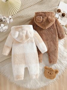 Abbigliamento per Bambine Autunno-Inverno, Graziosa <span class=keywords><strong>Tuta</strong></span> con Cappuccio e Orecchie Tridimensionali, Tinta Unita, 100% Poliestere Morbido - Product Image 2