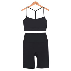 Conjunto Deportivo de Verano para Mujer, Top Deportivo en Forma de <span class=keywords><strong>Y</strong></span> <span class=keywords><strong>y</strong></span> Falda, Top de Tirantes, Color Rosa Seda, Rojo Rosado, Conjunto de 2 Piezas para Entrenamiento, Ropa Informal - Product Image 5