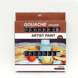 Ensemble de peinture <span class=keywords><strong>Gouache</strong></span> personnalisée <span class=keywords><strong>professionnelle</strong></span>, 18 couleurs, Offres Spéciales - Product Image 1