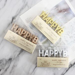 Happy Birthday Letter Candles Gold Champagne Silver Paraffin Party Cake Decor Birthday Occasion - Product Image 1