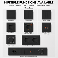 Prise murale DepoGuye noire pour PC, norme européenne Schuko, 2 prises, interrupteur variateur USB Type C, compatible avec boîtier de montage
