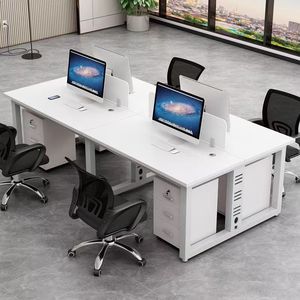 Hot Sale White Executive Office <b>Desk</b> <b>Simple</b> Modern Wood Upper Extendable Commercial Office Furniture 2/4/6 People Staff Table - Product Image 5