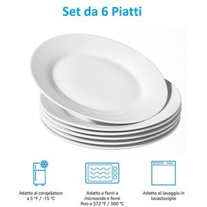 Set di 6 piatti piani in vetro bianco opaco, diametro 24 cm, lavabili in lavastoviglie e adatti al microonde - Product Image 3