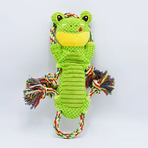 New dễ thương màu xanh lá cây ếch con chó đồ chơi tương tác bông sợi dây thừng con chó nhai đồ chơi cho hung hăng chewers kêu cót két con chó đồ chơi sang trọng với xử lý