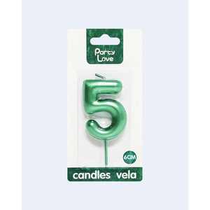 Candela di cera verde fatta a mano in torta di buon compleanno forme di bastoni digitali per la decorazione della casa barrette di Ramadan-No.5 di pasqua di Capodanno 6cm - Product Image 1