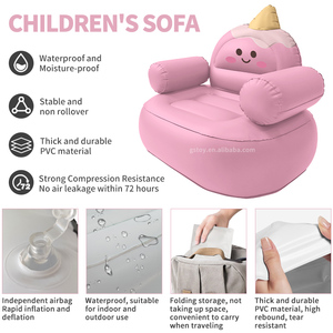 <span class=keywords><strong>Fauteuil</strong></span> Gonflable Enfants Motif Crème Glacée, Siège Souple de Jeu, Chaise Longue Gonflable pour Garçons et Filles - Product Image 4