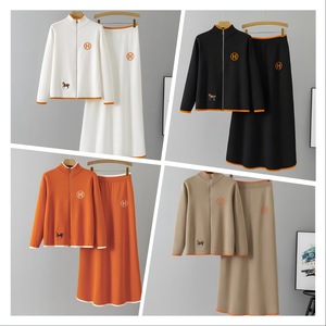 Completo Donna Due Pezzi Autunno Inverno Maglione Lavorato a Maglia con Ricamo Cavallo e Vestito Lungo Casual Tinta Unita - Product Image 2