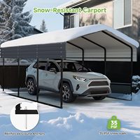 Cochera Metálica Resistente de 10'x15', Garaje Exterior para Autos con Estructura Reforzada, Techo Galvanizado para Autos y Barcos