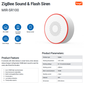 Alarma con Sirena y Luz Intermitente Zigbee WiFi para Interiores, con Volumen Ajustable, Cargador USB, Control por Aplicación Tuya Smart - Product Image 6