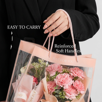 Sacs cadeaux pour fleurs en PP transparent réutilisables et recyclables, 3 tailles, avec poignées, imperméables, pour emballer des bouquets, mariage, Saint-Valentin