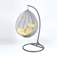 2024 nouveau arrivé extérieur rotin chaise métal Base rotin chaise patio balançoires rotin suspendu oeuf chaise avec cadre