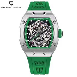 PAGANI DESIGN Original PD-YS012 <b>Skeleton</b> <b>Watch</b> <b>Automatic</b> Men’s Quartz <b>Watch</b> Silicone Square Sapphire Clock Waterproof - Product Image 1