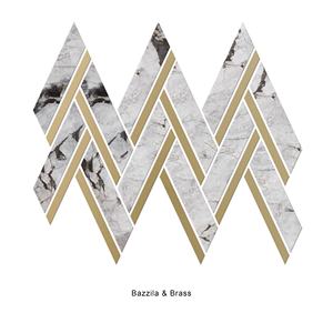 <span class=keywords><strong>Carrelage</strong></span> de mosaïque vintage en marbre poli, rayures naturelles, en laiton <span class=keywords><strong>bleu</strong></span> or, pour mur - Product Image 2