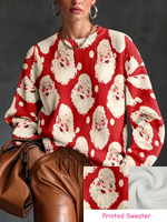Suéter Navideño para Mujer con Estampado de Muñeco de Nieve y Árbol, Cuello Redondo, Transferencia Térmica, Personalizado para Uso Diario Informal y Festivo