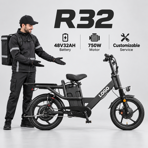 จักรยานบรรทุกไฟฟ้า R32 48V 750W โครงเหล็ก ล้อ 18 นิ้ว จักรยานส่งของ OEM พร้อมดิสก์เบรก สำหรับใช้งานส่งของ - Product Image 1