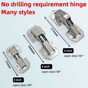 Modern 3 Inch Punch-Free Cabinet Door <strong>Spring</strong> <strong>Hinge</strong> 90 Degree Frog <strong>Hinge</strong> for Kitchen Living Room Home Office No Need for Drilling - Product Image 5