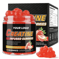 Gummies de créatine monohydrate à la fraise OEM, 120 unités, complément alimentaire végétarien pour l'entraînement sportif quotidien des adultes