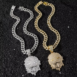 Vergoldete Legierung Iced Out Löwenkönig-Anhänger-Halsketten und 13mm Cuban Link Kette Hip Hop Bling Schmuck - Product Image 2