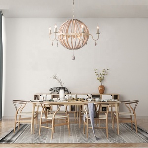 Candelabro de cuentas de madera blanca lavada decorativa <span class=keywords><strong>bohomia</strong></span> candelabro de luz colgante de hierro - Product Image 1