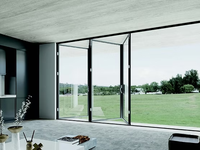 Porte pliante en aluminium thermique extérieure moderne à design horizontal rétractable robuste pour villa