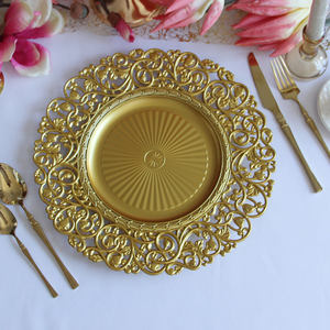Novedad 2023: Platos de Sitio Dorados de Lujo Vintage de 13" Bajo Platos Decorativos para Cena - Product Image 5